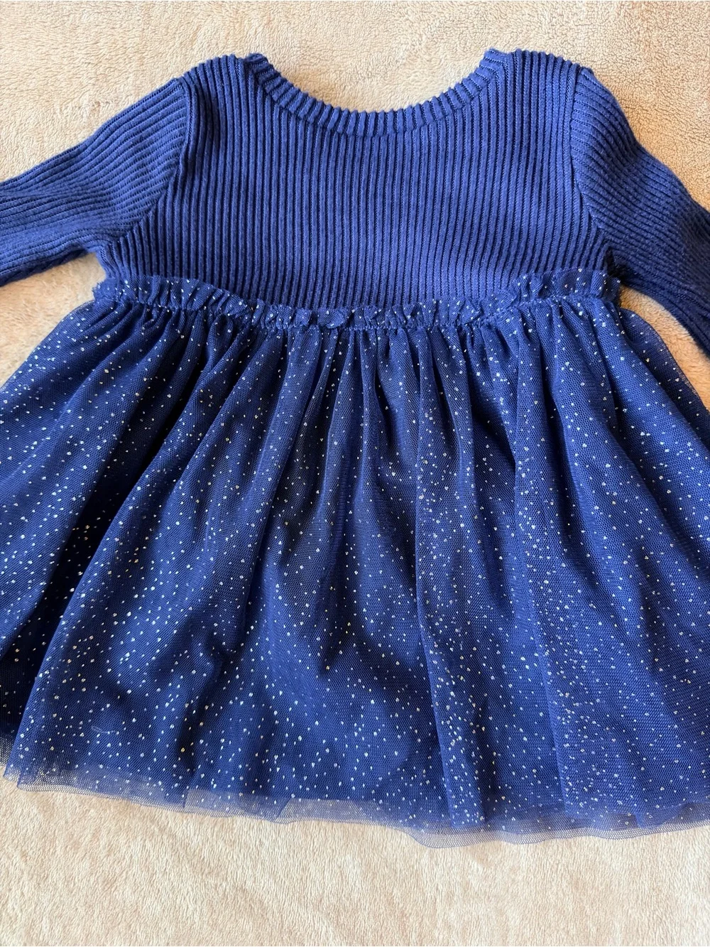 Carter's Navy Knit Top with Sparkling Tulle Skirt